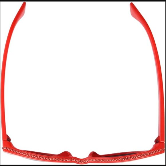 ❣️2/$36 NIP Betsey Johnson Red Bling Rhinestone Rimmed Red Cat Eye Sunglasses - Picture 4 of 9